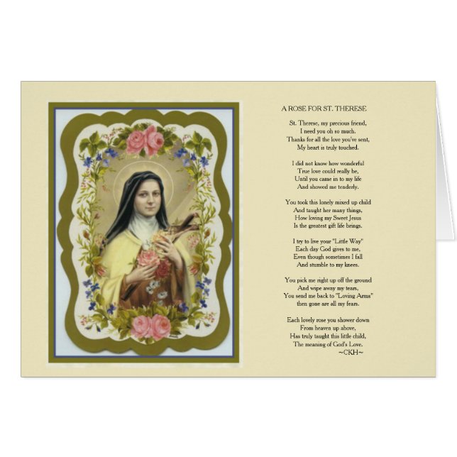 St. Therese Rozen Little Flower Poem Poetry Prayer (Voorkant Horizontaal)