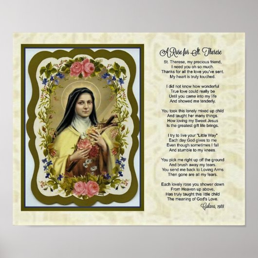 St. Therese Rozen Little Flower Poem Prayer Poster (Voorkant)