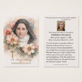 St. Therese Rozenkrans Bloemen Roos Funeral Gebed  Visitekaartje