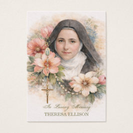 St. Therese Rozenkrans Bloemen Roos Funeral Gebed  Visitekaartje