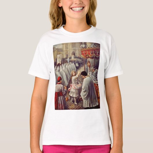 St. Therese strooit rozen Corpus Domini Fine Art T-shirt (Voorkant)