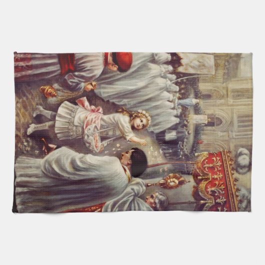 St. Therese strooit rozen Corpus Domini Fine Art Theedoek (Horizontaal)
