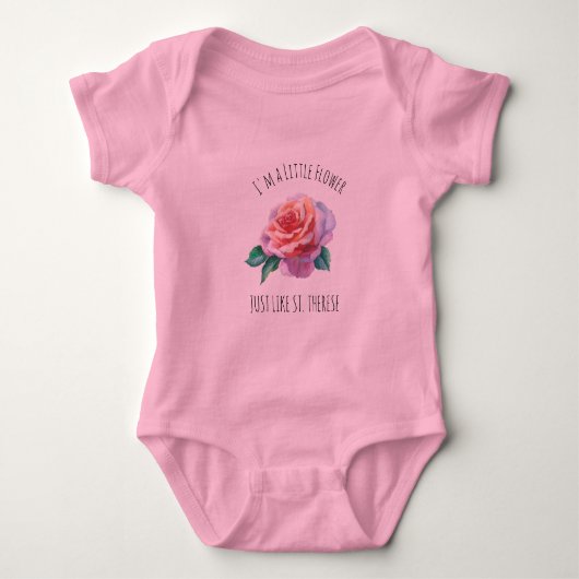 St. Therese the Little Flower Pink Rose Romper (Voorkant)