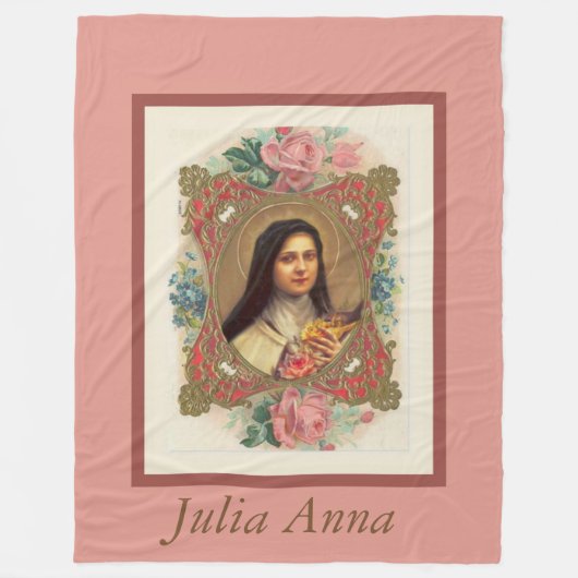 St. Therese the Little Flower Roses Crucifix Fleece Deken (Voorkant)