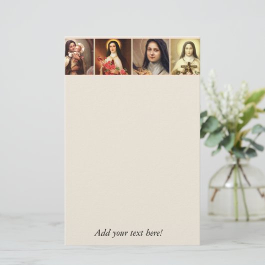 St. Therese the Little Flower Rozen Crucifix Briefpapier (Staand voorkant)