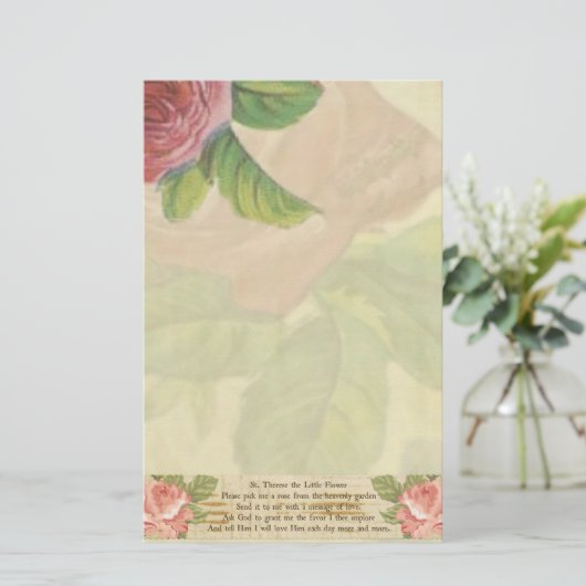 St. Therese the Little Flower Rozen Crucifix Briefpapier (Staand voorkant)