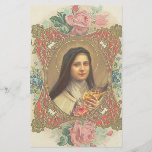 St. Therese the Little Flower Rozen Crucifix Briefpapier (Voorkant)