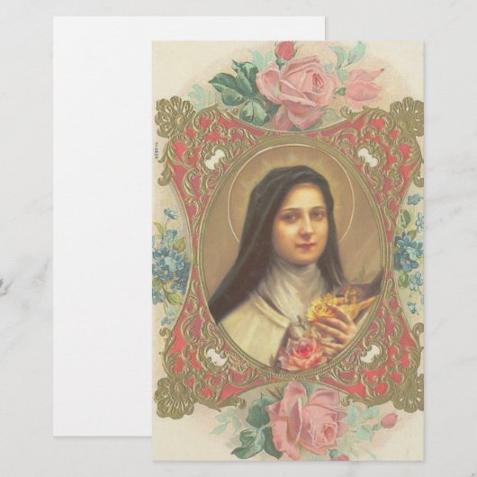 St. Therese the Little Flower Rozen Crucifix Briefpapier (Voorkant / Achterkant)