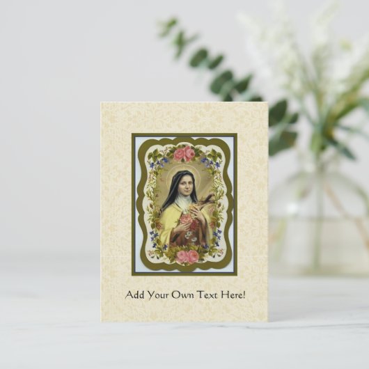 St. Therese the Little Flower Rozen Crucifix Heart Briefkaart (Staand voorkant)