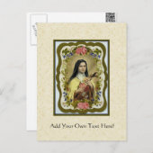 St. Therese the Little Flower Rozen Crucifix Heart Briefkaart (Voorkant / Achterkant)