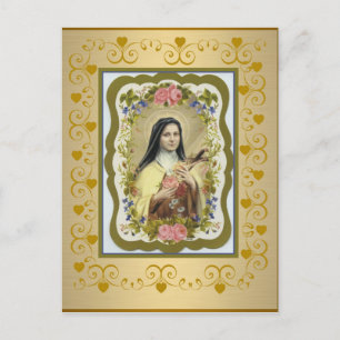 St. Therese the Little Flower Rozen Crucifix Heart Briefkaart
