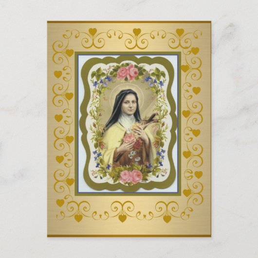 St. Therese the Little Flower Rozen Crucifix Heart Briefkaart (Voorkant)