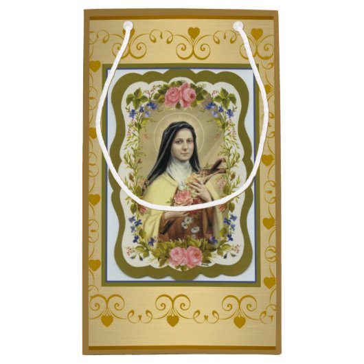 St. Therese the Little Flower Rozen Crucifix Klein Cadeauzakje (Achterkant)