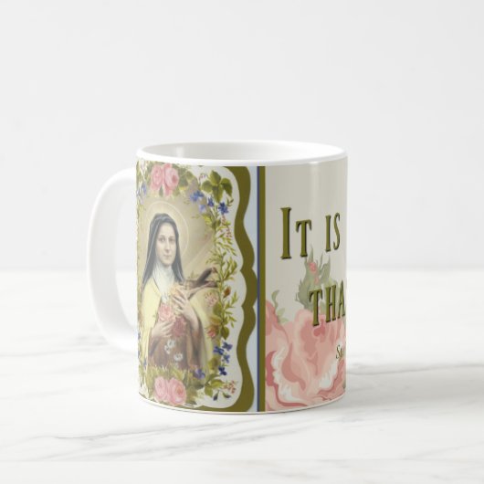 St. Therese the Little Flower Rozen Crucifix Koffiemok (Voorkant links)