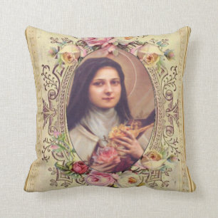 St. Therese the Little Flower Rozen Crucifix Kussen