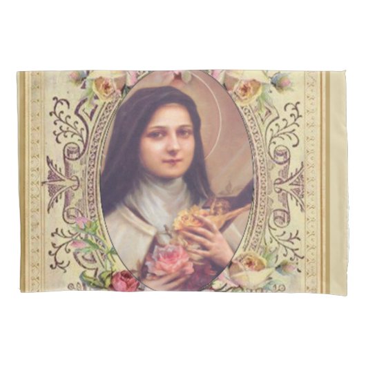 St. Therese the Little Flower Rozen Crucifix Kussensloop (Voorkant)