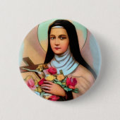St. Therese the Little Flower Rozen Crucifix Ronde Button 5,7 Cm (Voorkant)
