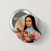 St. Therese the Little Flower Rozen Crucifix Ronde Button 5,7 Cm (Voorkant /achterkant)