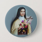 St. Therese the Little Flower Rozen Crucifix Ronde Button 7,6 Cm (Voorkant)