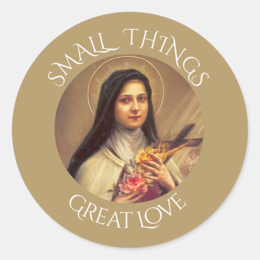 St. Therese the Little Flower Rozen Crucifix Ronde Sticker (Voorkant)