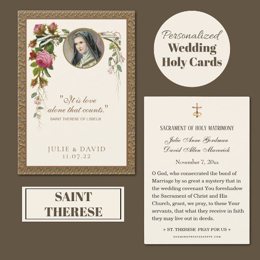 St. Therese Trouw Bloemstuk Heilige kaart 