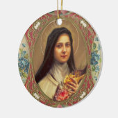 St. Therese van de Baby Jesus Rozen Crucifix Keramisch Ornament (Links)