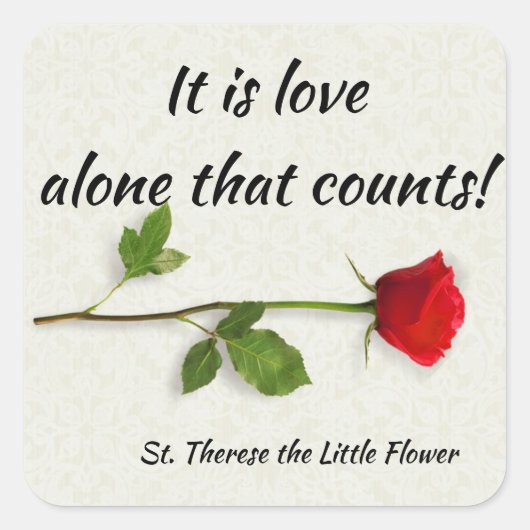 St. Therese van het kind Jesus Red Rose Vierkante Sticker (Voorkant)