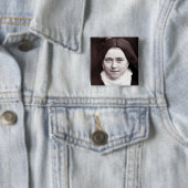 ST THERESE VAN LISIEUX, DE KLEINE BLOEM, VIERKANTE BUTTON 5,1 CM (In situ)