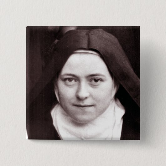 ST THERESE VAN LISIEUX, DE KLEINE BLOEM, VIERKANTE BUTTON 5,1 CM (Voorkant)