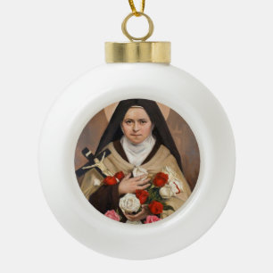 St.Therese van Lisieux kerstversiering Keramische Bal Ornament