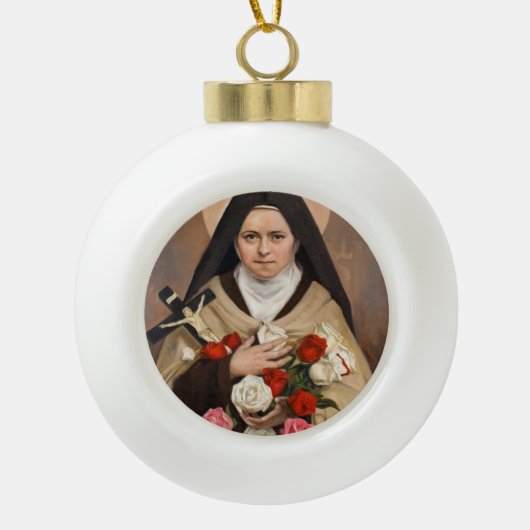 St.Therese van Lisieux kerstversiering Keramische Bal Ornament (Voorkant)