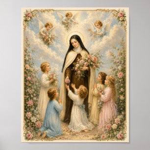 St. Thérèse van Lisieux "Kleine Bloem" met kindere Poster