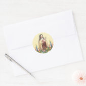 St. Therese van Lisieux met kerstkaarsen Ronde Sticker (Envelop)