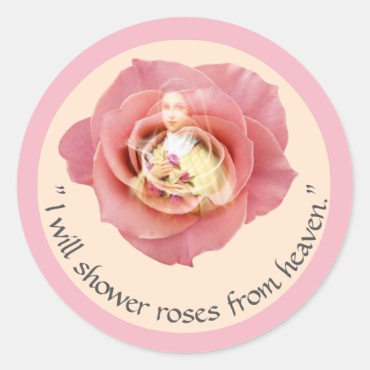 St. Therese van Lisieux met kruisbeeld/roos sticke Ronde Sticker (Voorkant)