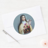 St. Therese van Lisieux met kruisbeeld/roos sticke Ronde Sticker (Envelop)