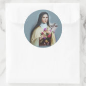 St. Therese van Lisieux met kruisbeeld/roos sticke Ronde Sticker (Tas)