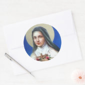 St. Therese van Lisieux met kruisbeeld/roos sticke Ronde Sticker (Envelop)