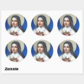 St. Therese van Lisieux met kruisbeeld/roos sticke Ronde Sticker (Vel)