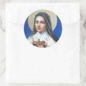 St. Therese van Lisieux met kruisbeeld/roos sticke Ronde Sticker (Tas)