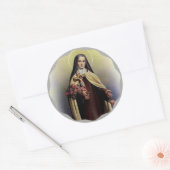 St. Therese van Lisieux met kruisbeelden/rozen Ronde Sticker (Envelop)