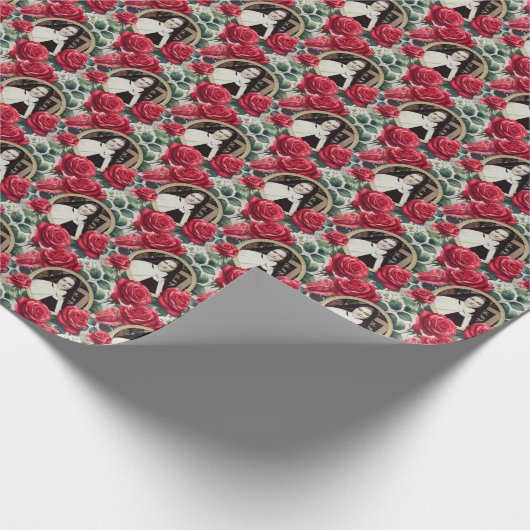 St. Thérèse van Lisieux Rode Rozen Cadeaupapier (Hoek)