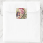 St. Therese Victoriaans roze en witte Rozen Vierkante Sticker (Tas)