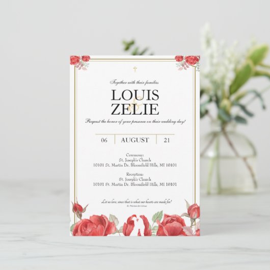 St. Therese Wedding Invite Kaart (Staand voorkant)