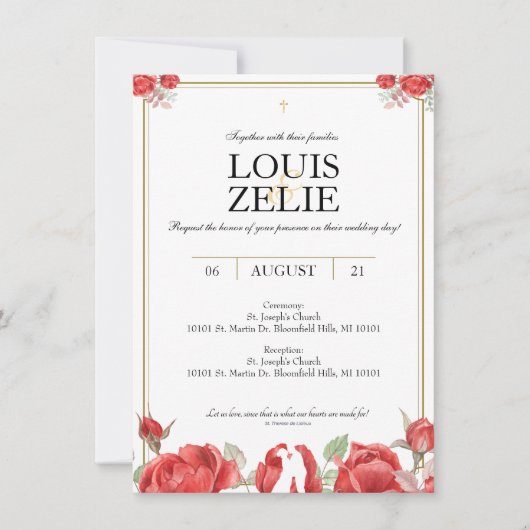 St. Therese Wedding Invite Kaart (Voorkant)