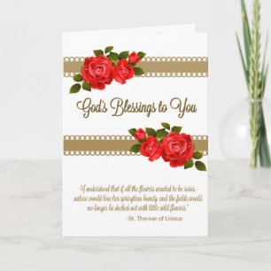 St. Therese Wenskaart w / Schrift binnen Kaart