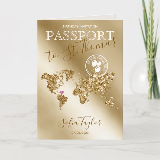 St. Thomas 50 en Fabulous Birthday Passport Map (Voorkant)