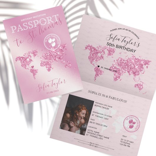 St. Thomas 50 en Fabulous Birthday Passport Map