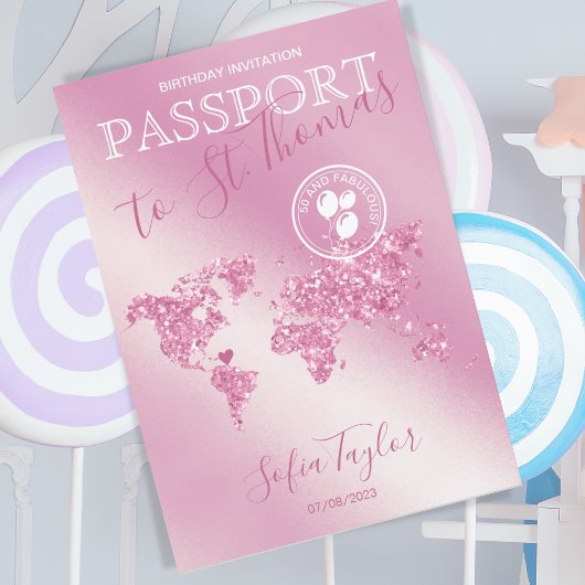 St. Thomas 50 en Fabulous Birthday Passport Map