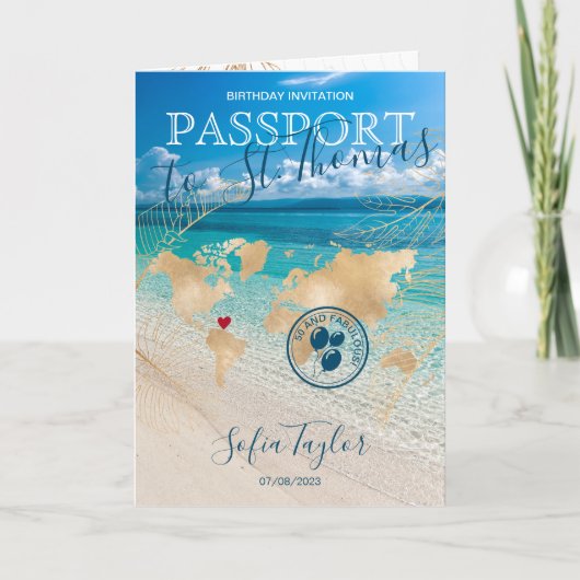 St. Thomas 50 en Fabulous Birthday Passport Map (Voorkant)
