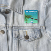 St Thomas Amerikaanse Maagdeneilanden. Vierkante Button 5,1 Cm (In situ)